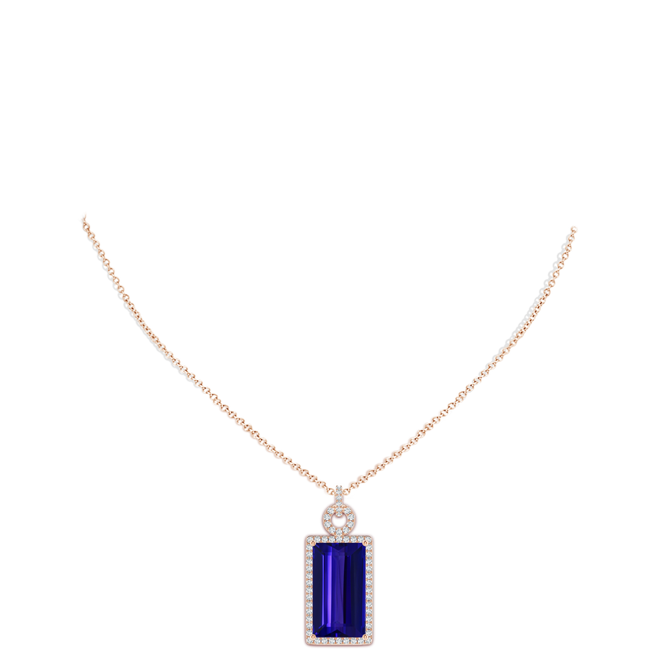 21.98x12.28x8.56mm AAAA Art Deco Style GIA Certified Tanzanite Halo Pendant in Rose Gold pen
