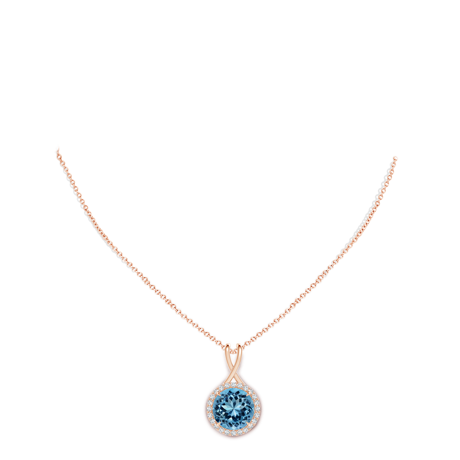 14.00-14.07x8.50mm AAAA GIA Certified Sky Blue Topaz Pendant with Criss-Cross Bale in 18K Rose Gold pen