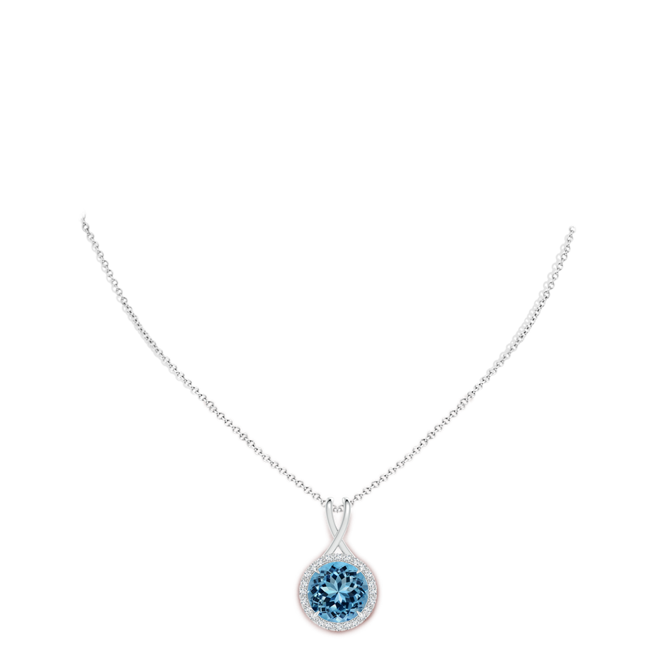 14.00-14.07x8.50mm AAAA GIA Certified Sky Blue Topaz Pendant with Criss-Cross Bale in White Gold pen