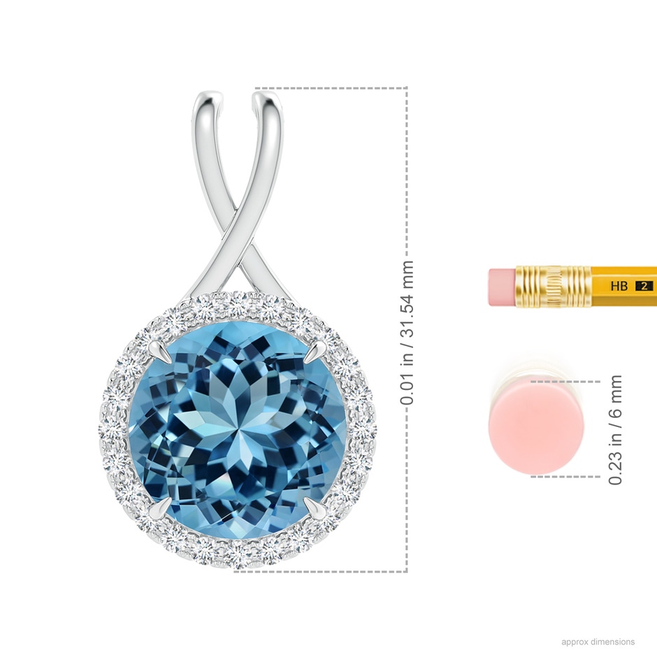 14.00-14.07x8.50mm AAAA GIA Certified Sky Blue Topaz Pendant with Criss-Cross Bale in White Gold ruler