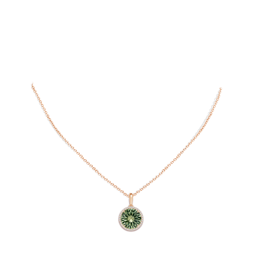 11.98-12.05x7.75mm AAAA Green Amethyst Dangle Pendant with Diamonds in Rose Gold pen