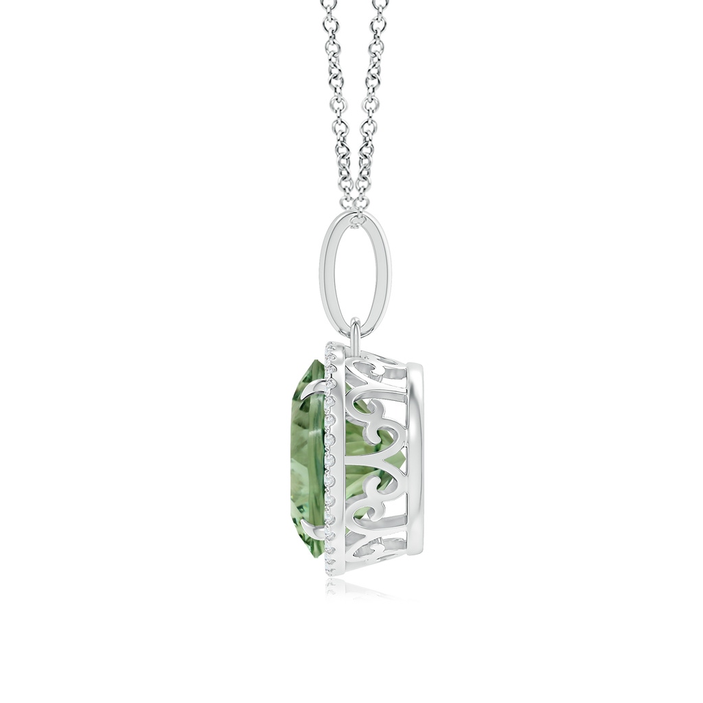 11.98-12.05x7.75mm AAAA Green Amethyst Dangle Pendant with Diamonds in White Gold Side 199