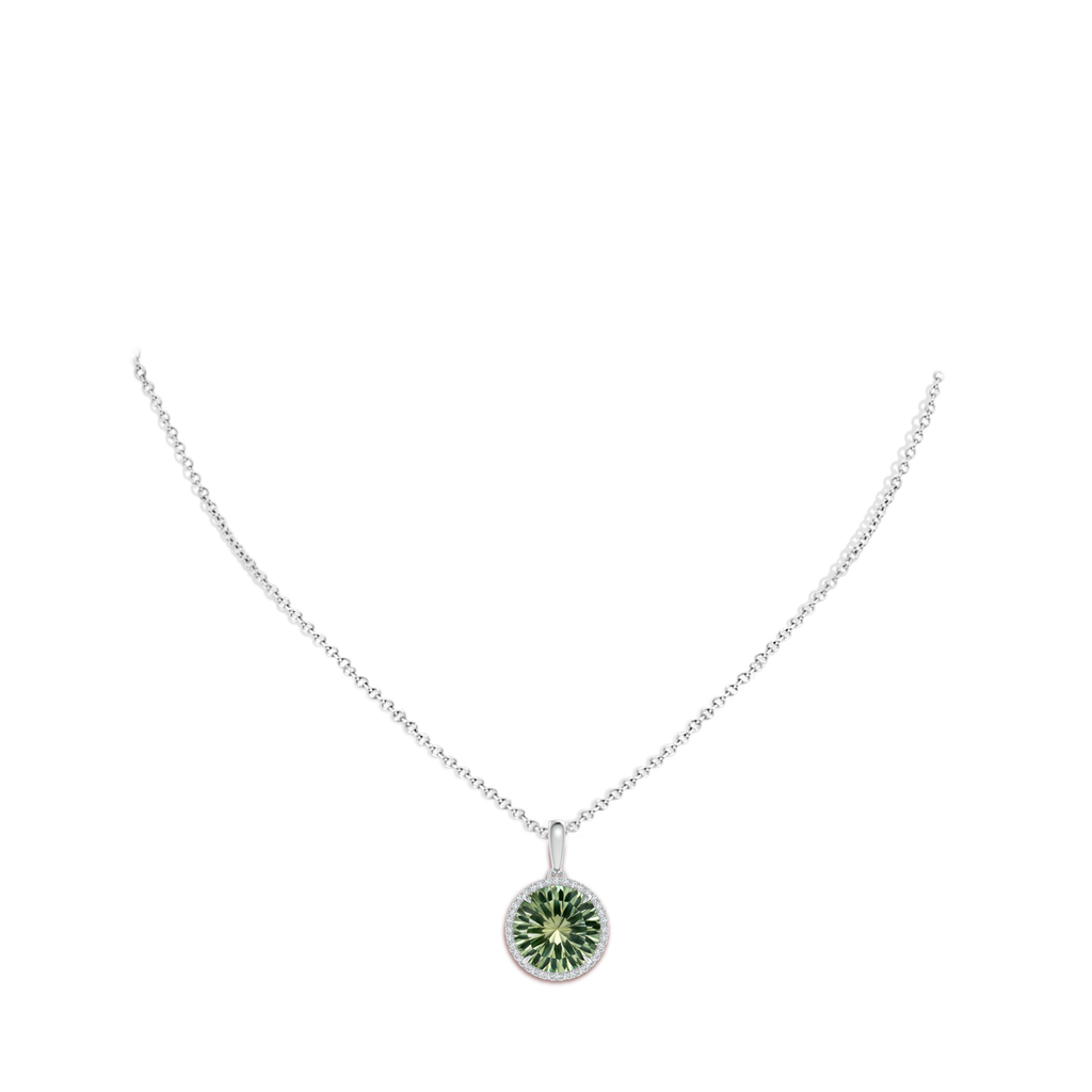 11.98-12.05x7.75mm AAAA Green Amethyst Dangle Pendant with Diamonds in White Gold pen