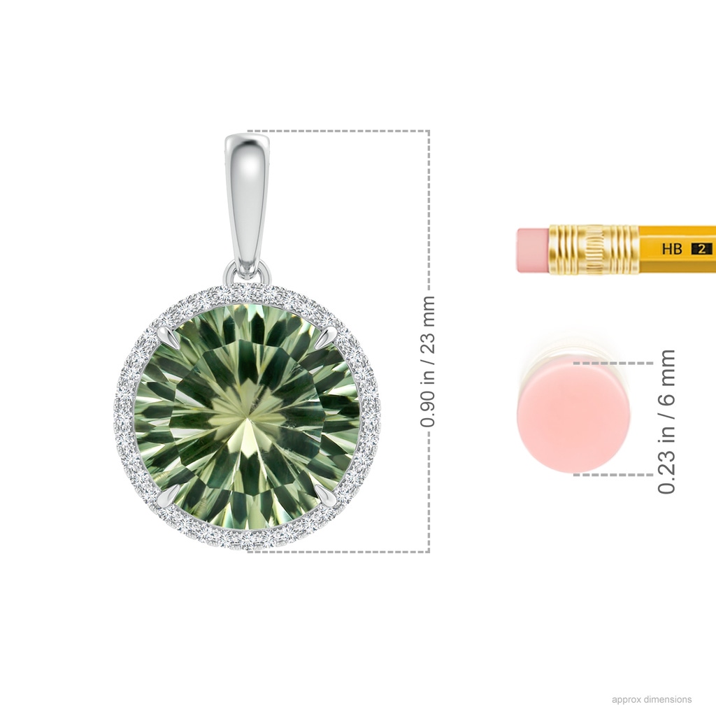 11.98-12.05x7.75mm AAAA Green Amethyst Dangle Pendant with Diamonds in White Gold ruler