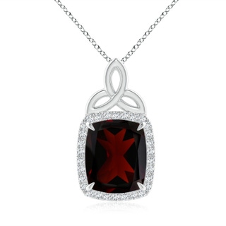 12x10mm A Rectangular Cushion Garnet Pendant with Celtic Motif in P950 Platinum