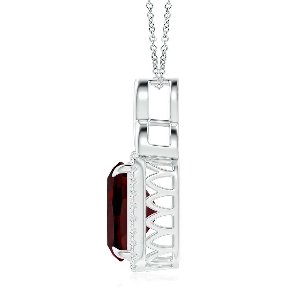 12x10mm AAA Rectangular Cushion Garnet Pendant with Celtic Motif in White Gold - side 199
