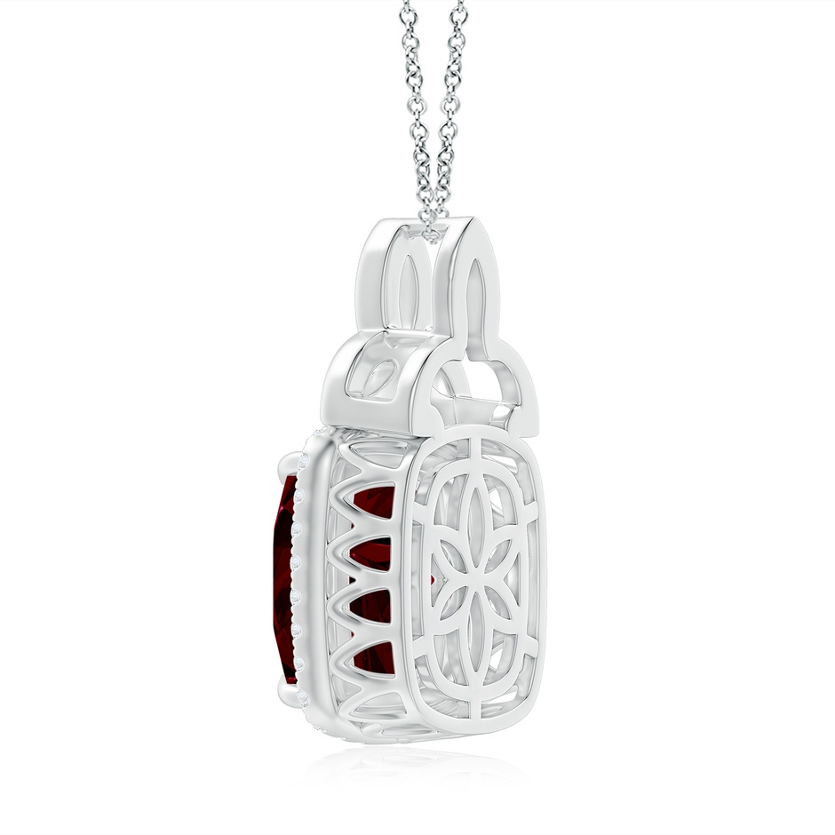 12x10mm AAA Rectangular Cushion Garnet Pendant with Celtic Motif in White Gold side 299