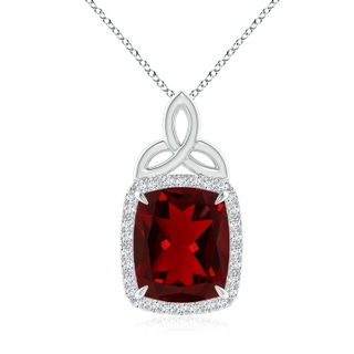 12x10mm AAAA Rectangular Cushion Garnet Pendant with Celtic Motif in P950 Platinum