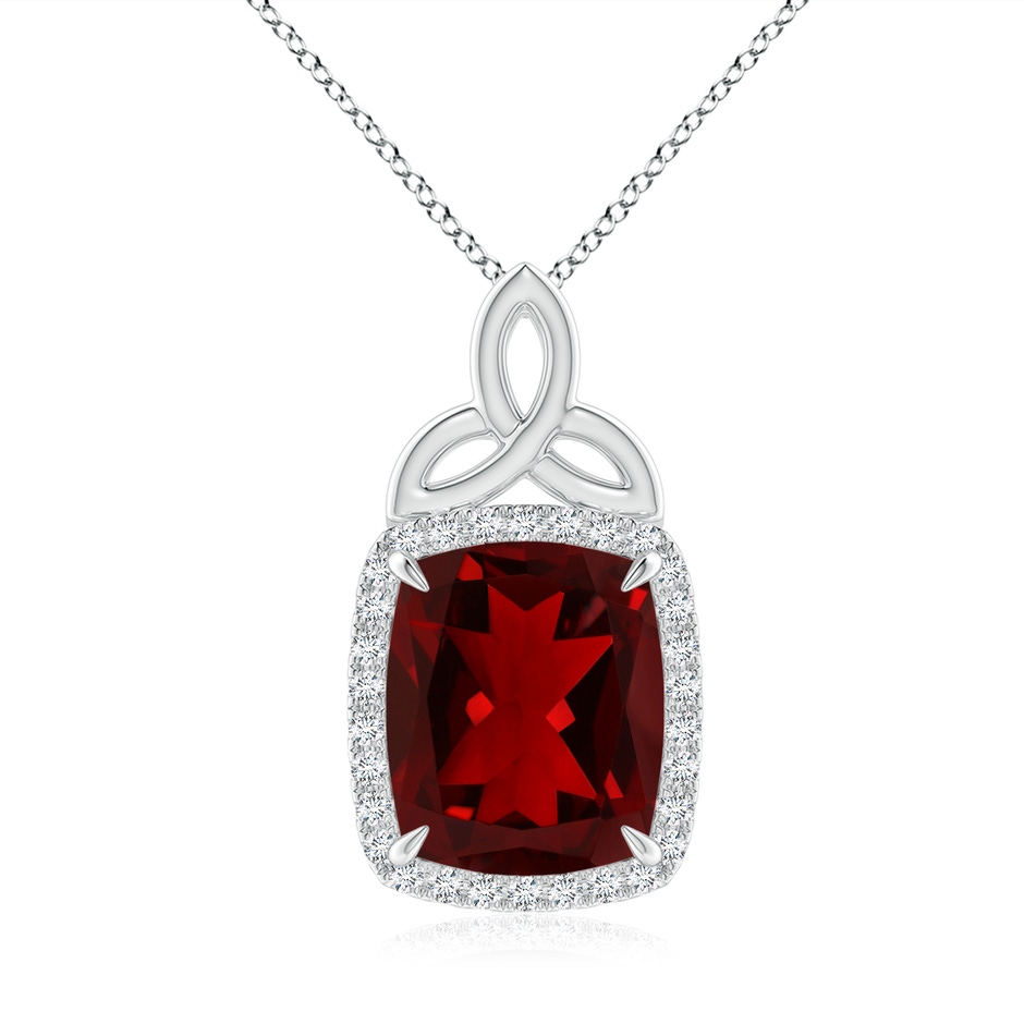 12x10mm AAAA Rectangular Cushion Garnet Pendant with Celtic Motif in P950 Platinum 