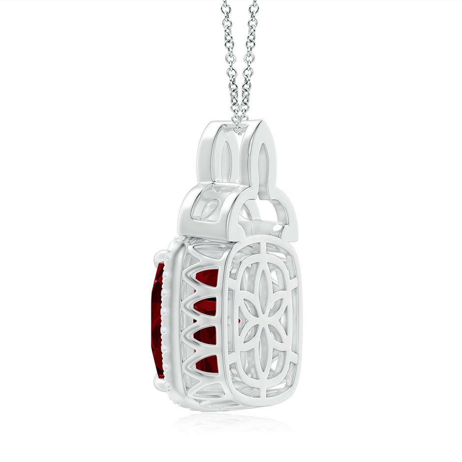 12x10mm AAAA Rectangular Cushion Garnet Pendant with Celtic Motif in P950 Platinum side 299
