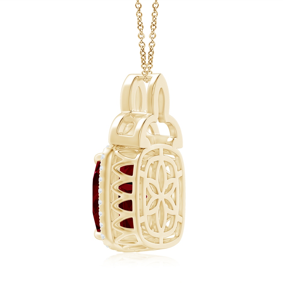 12x10mm AAAA Rectangular Cushion Garnet Pendant with Celtic Motif in Yellow Gold side 299