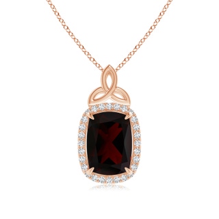 12.14x10.07x5.94mm AAA GIA Certified Garnet Halo Pendant with Celtic Motif in 18K Rose Gold