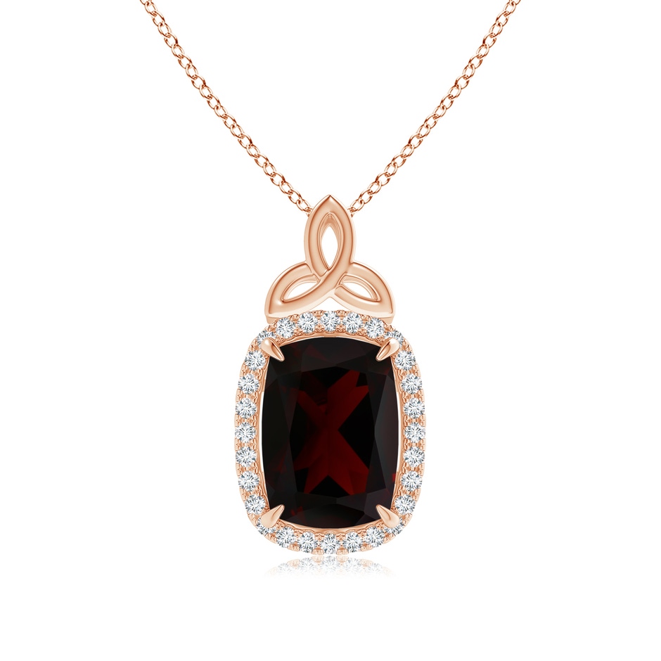 12.14x10.07x5.94mm AAA GIA Certified Garnet Halo Pendant with Celtic Motif in 18K Rose Gold 