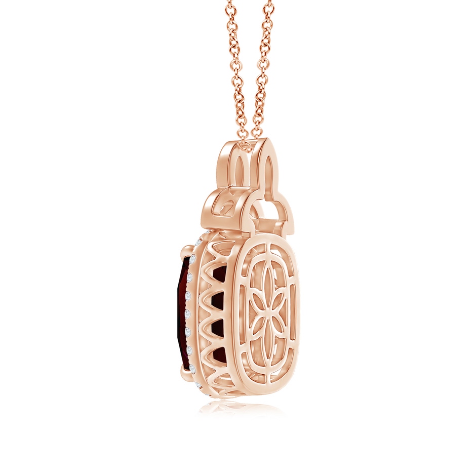 12.14x10.07x5.94mm AAA GIA Certified Garnet Halo Pendant with Celtic Motif in 18K Rose Gold side 399