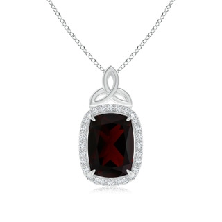 12.14x10.07x5.94mm AAA GIA Certified Garnet Halo Pendant with Celtic Motif in 18K White Gold