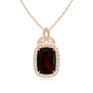 12.14x10.07x5.94mm AAA GIA Certified Garnet Halo Pendant with Celtic Motif in Rose Gold