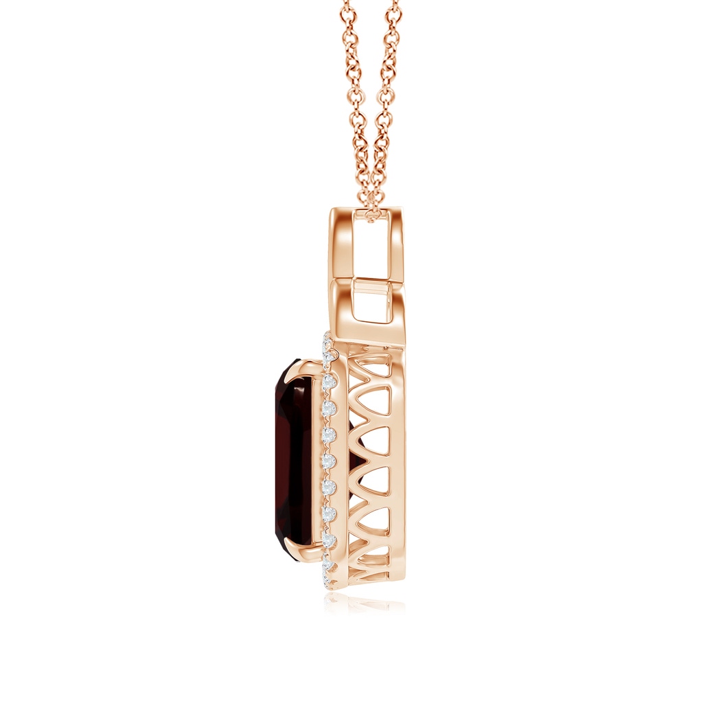 12.14x10.07x5.94mm AAA GIA Certified Garnet Halo Pendant with Celtic Motif in Rose Gold - side 199