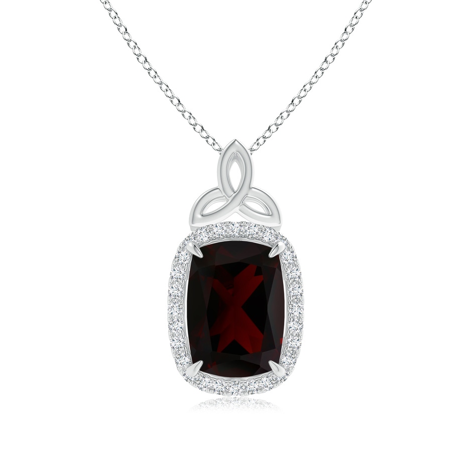 12.14x10.07x5.94mm AAA GIA Certified Garnet Halo Pendant with Celtic Motif in White Gold 