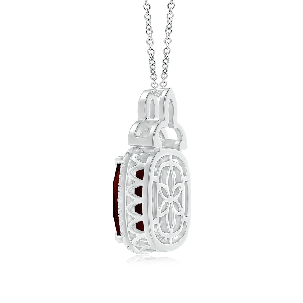 12.14x10.07x5.94mm AAA GIA Certified Garnet Halo Pendant with Celtic Motif in White Gold Side 399