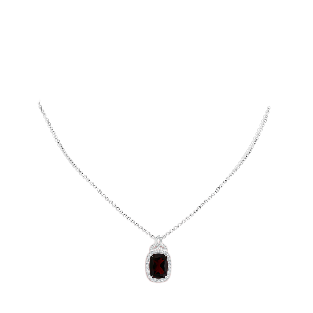 12.14x10.07x5.94mm AAA GIA Certified Garnet Halo Pendant with Celtic Motif in White Gold pen