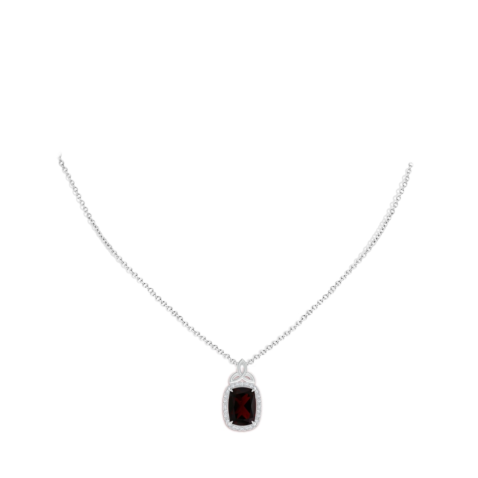 12.14x10.07x5.94mm AAA GIA Certified Garnet Halo Pendant with Celtic Motif in White Gold pen