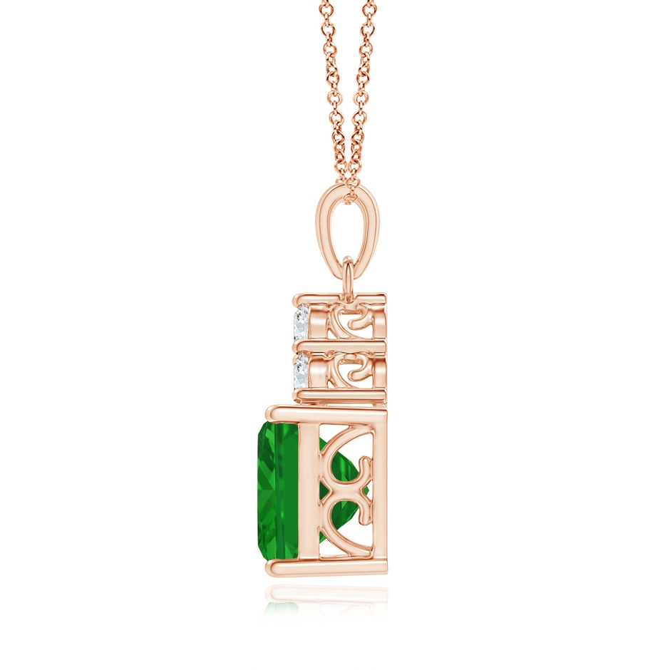 11.20x9.03x5.78mm AAA GIA Certified Emerald Solitaire Pendant with Trio Diamonds in 18K Rose Gold side 199