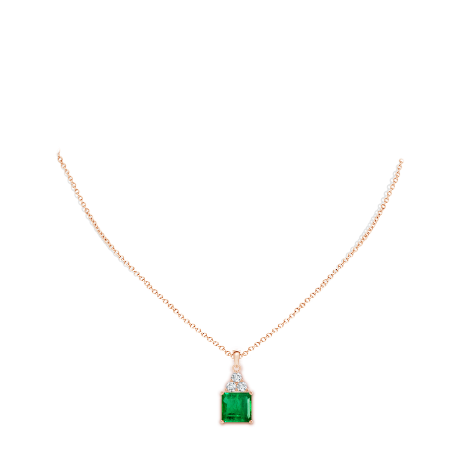 11.20x9.03x5.78mm AAA GIA Certified Emerald Solitaire Pendant with Trio Diamonds in 18K Rose Gold pen