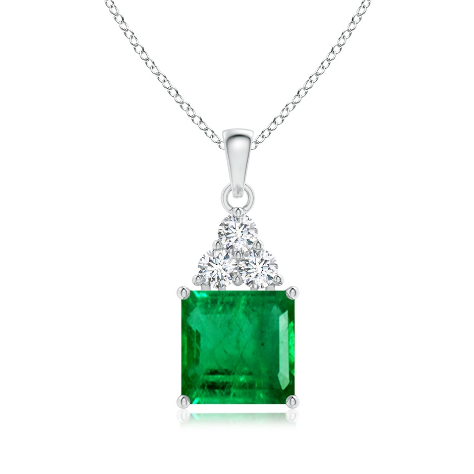11.20x9.03x5.78mm AAA GIA Certified Emerald Solitaire Pendant with Trio Diamonds in P950 Platinum 