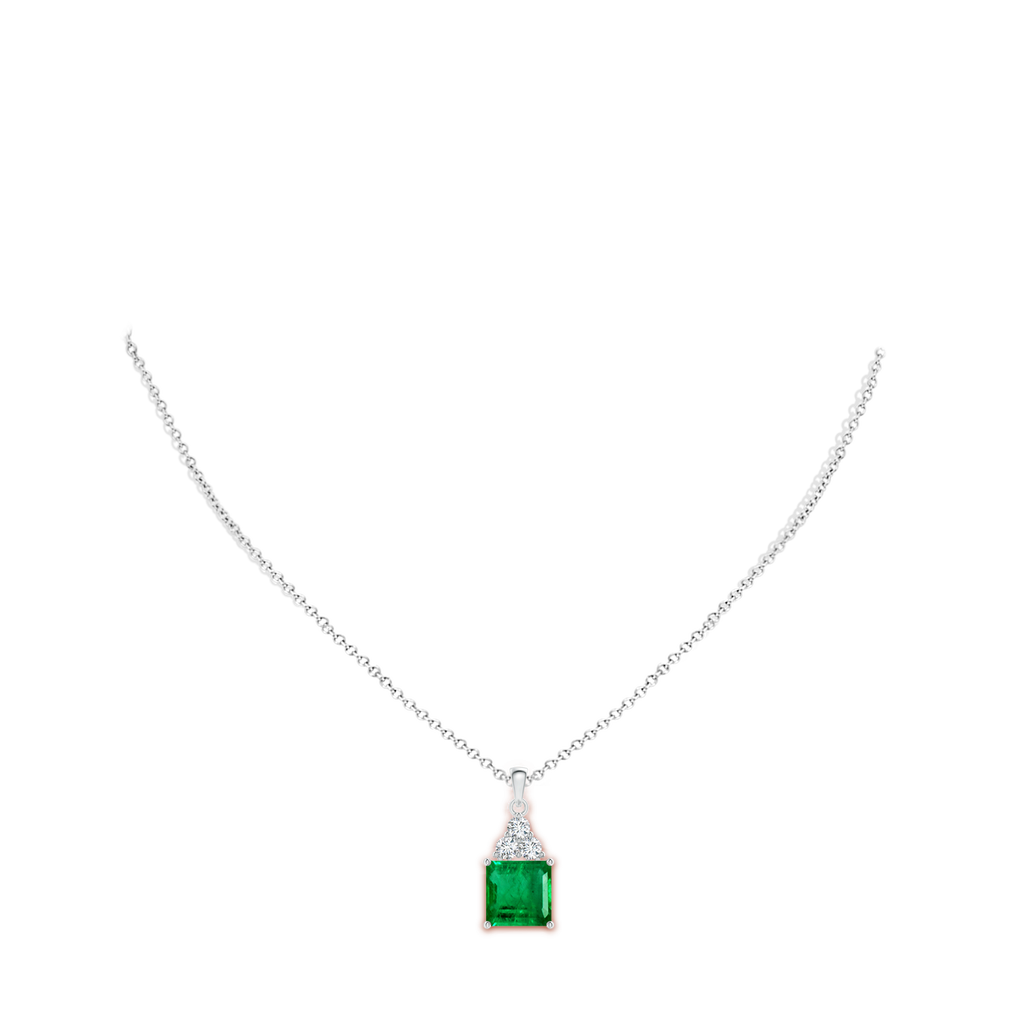 11.20x9.03x5.78mm AAA GIA Certified Emerald Solitaire Pendant with Trio Diamonds in White Gold pen