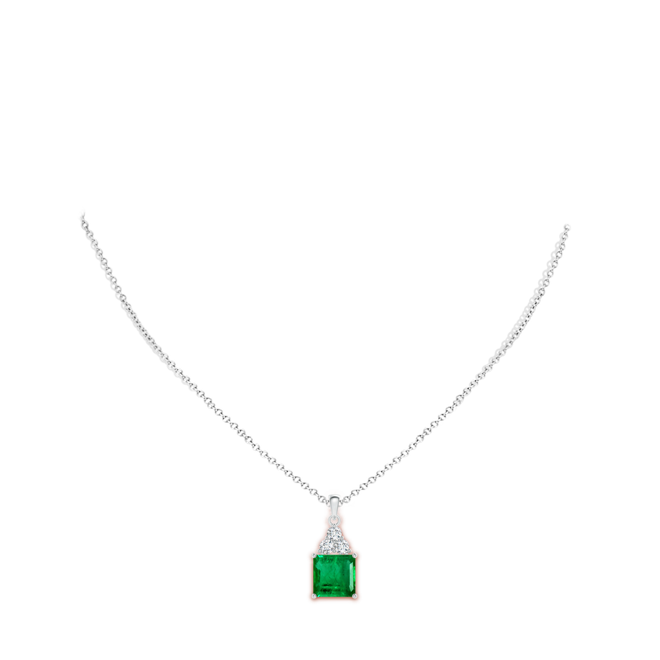 11.20x9.03x5.78mm AAA GIA Certified Emerald Solitaire Pendant with Trio Diamonds in White Gold pen