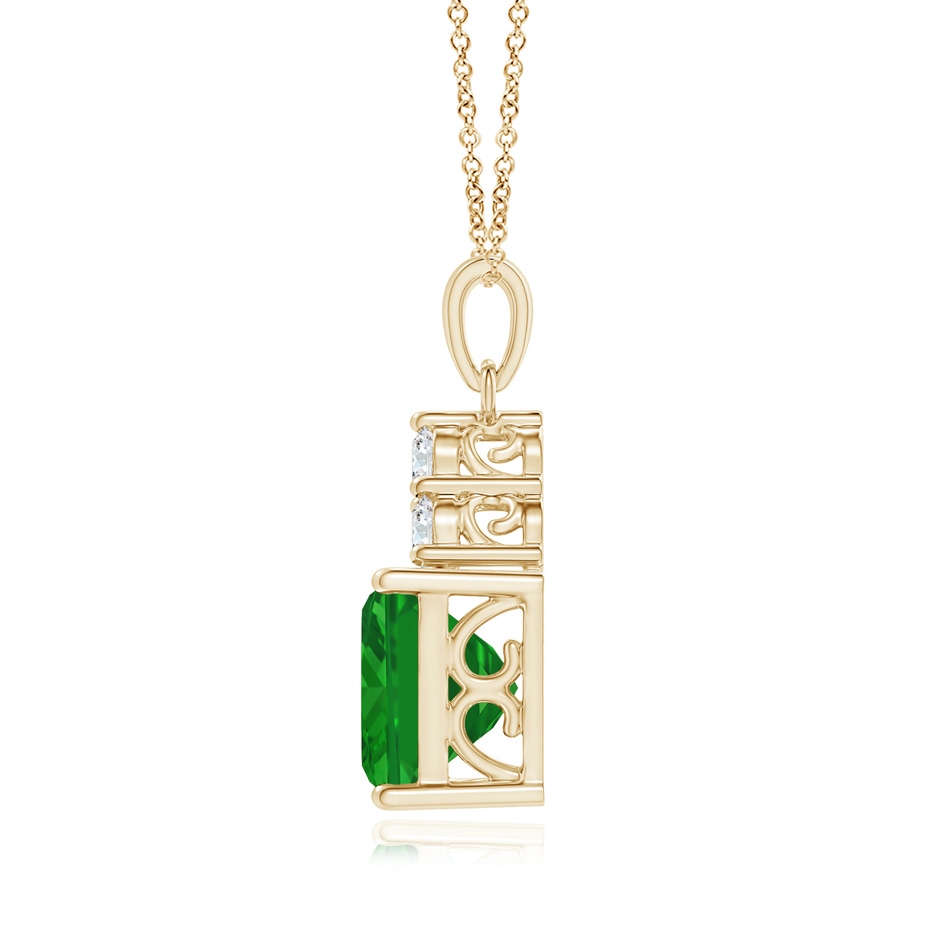 11.20x9.03x5.78mm AAA GIA Certified Emerald Solitaire Pendant with Trio Diamonds in Yellow Gold side 199