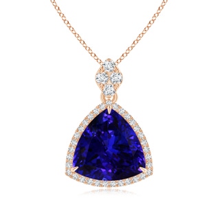 14.56x14.91x9.33mm AAAA GIA Certified Trillion Tanzanite Halo Pendant with Diamonds in 10K Rose Gold