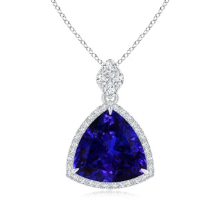 14.56x14.91x9.33mm AAAA GIA Certified Trillion Tanzanite Halo Pendant with Diamonds in 18K White Gold