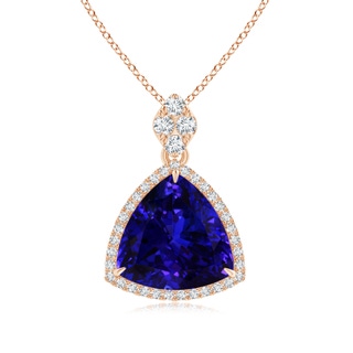 14.56x14.91x9.33mm AAAA GIA Certified Trillion Tanzanite Halo Pendant with Diamonds in Rose Gold