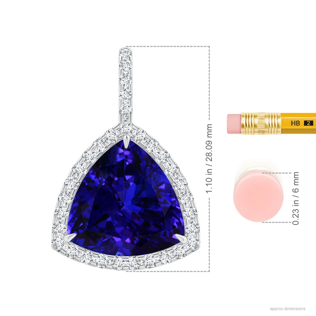 14.56x14.91x9.33mm AAAA GIA Certified Trillion Tanzanite Halo Dangle Pendant in 18K White Gold Stone