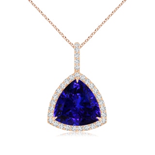 14.56x14.91x9.33mm AAAA GIA Certified Trillion Tanzanite Halo Dangle Pendant in Rose Gold