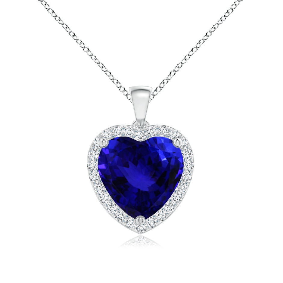 12.59x12.63x8.65mm AAAA GIA Certified Heart Tanzanite Dangle Pendant with Diamonds in 18K White Gold 