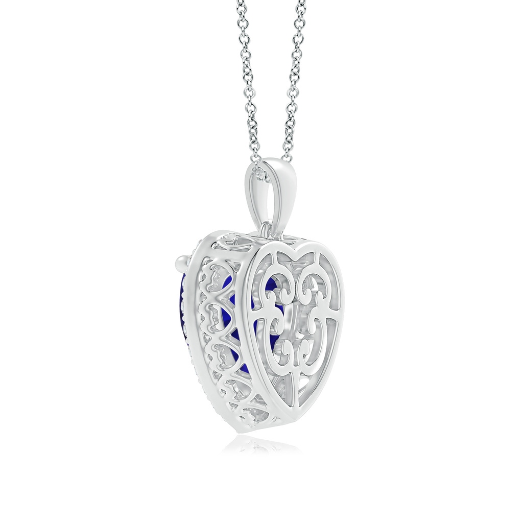 12.59x12.63x8.65mm AAAA GIA Certified Heart Tanzanite Dangle Pendant with Diamonds in 18K White Gold Side 399