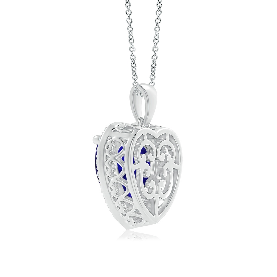 12.59x12.63x8.65mm AAAA GIA Certified Heart Tanzanite Dangle Pendant with Diamonds in 18K White Gold Side 399