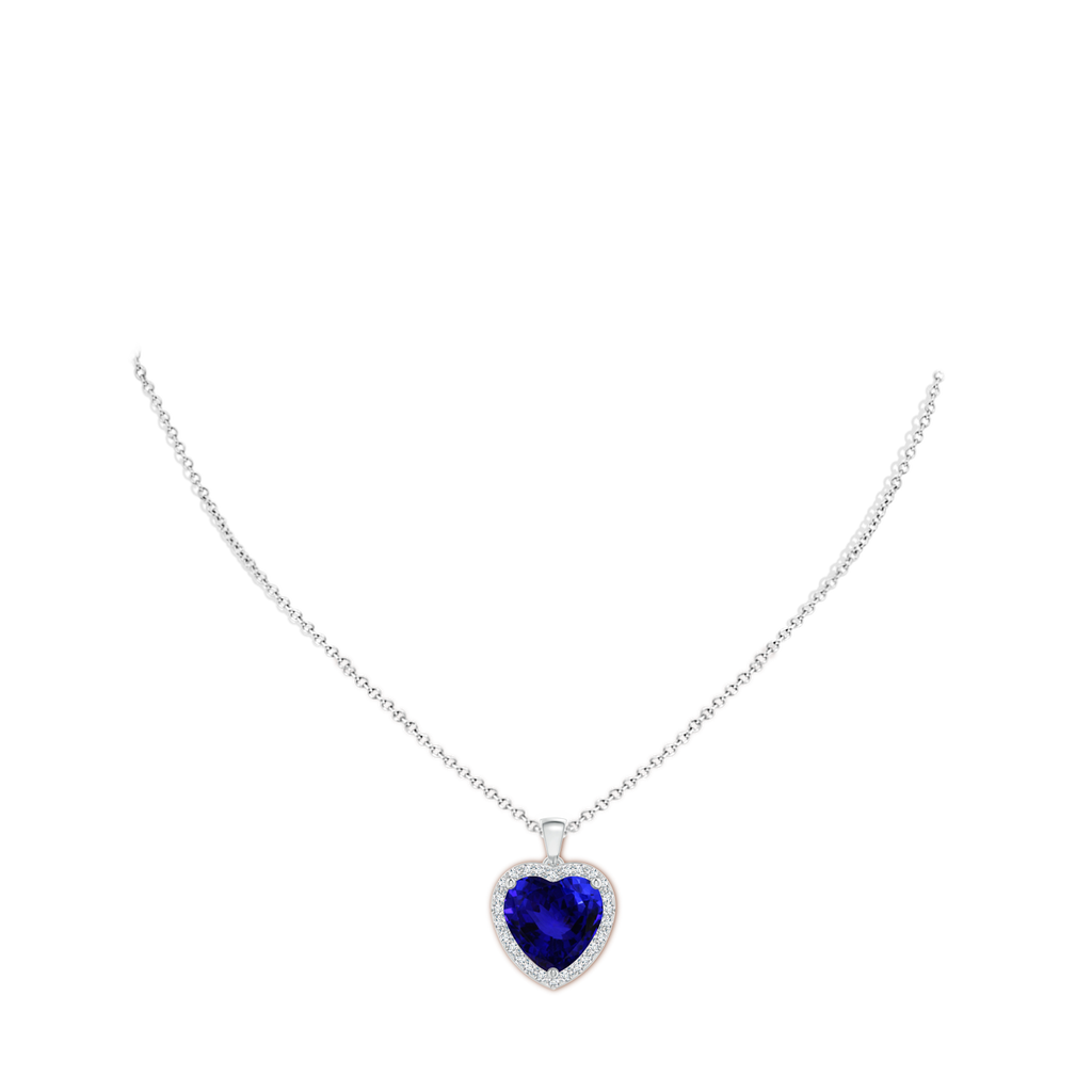 12.59x12.63x8.65mm AAAA GIA Certified Heart Tanzanite Dangle Pendant with Diamonds in 18K White Gold pen