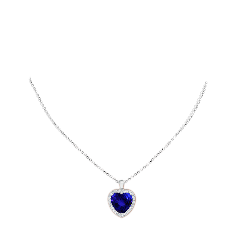 12.59x12.63x8.65mm AAAA GIA Certified Heart Tanzanite Dangle Pendant with Diamonds in 18K White Gold pen