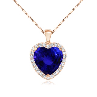 12.59x12.63x8.65mm AAAA GIA Certified Heart Tanzanite Dangle Pendant with Diamonds in 9K Rose Gold