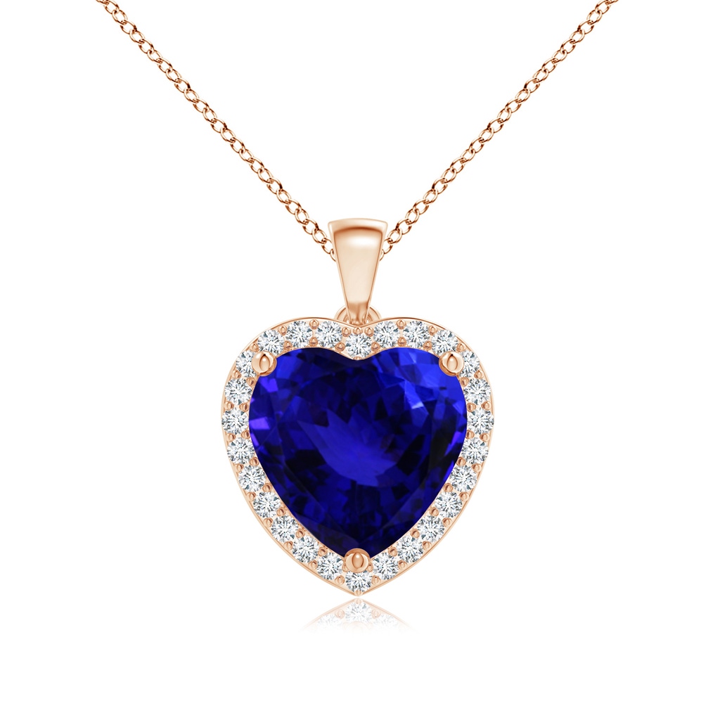 12.59x12.63x8.65mm AAAA GIA Certified Heart Tanzanite Dangle Pendant with Diamonds in Rose Gold