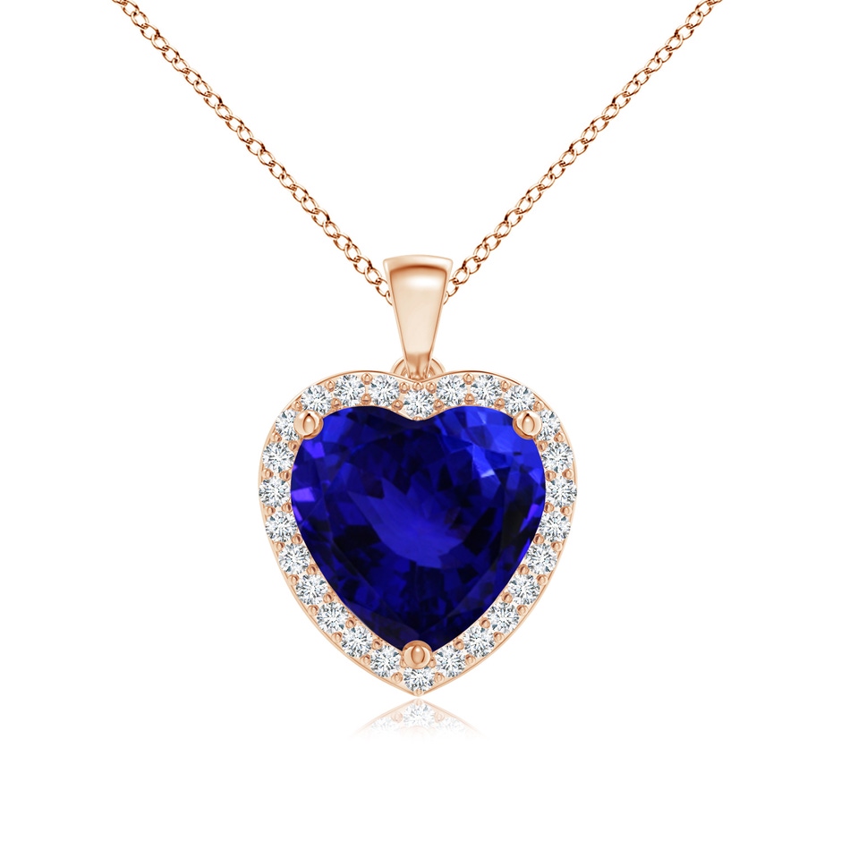 12.59x12.63x8.65mm AAAA GIA Certified Heart Tanzanite Dangle Pendant with Diamonds in Rose Gold 