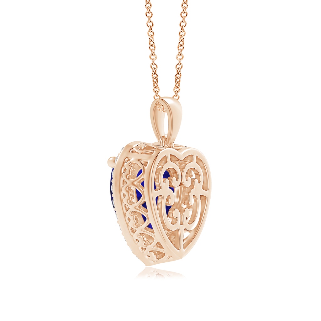 12.59x12.63x8.65mm AAAA GIA Certified Heart Tanzanite Dangle Pendant with Diamonds in Rose Gold Side 399