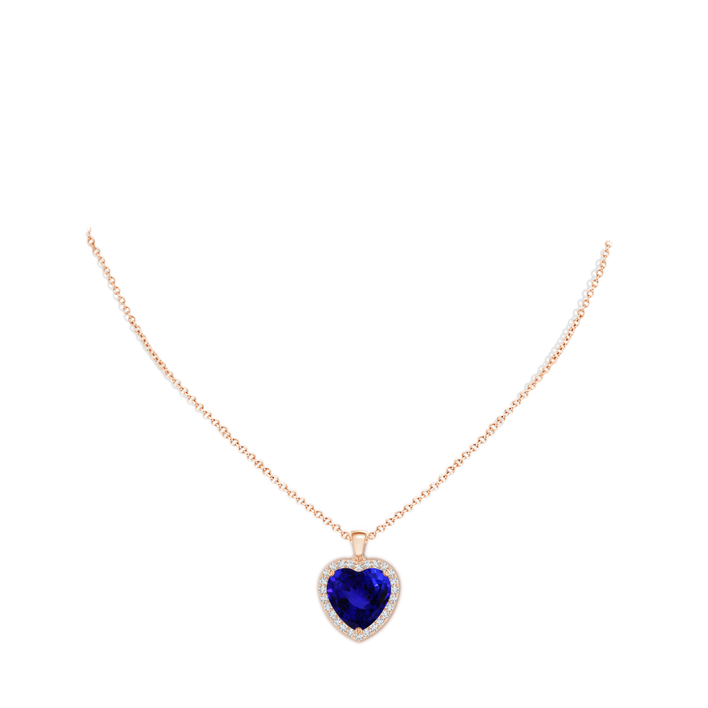 12.59x12.63x8.65mm AAAA GIA Certified Heart Tanzanite Dangle Pendant with Diamonds in Rose Gold pen