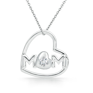 2.5mm GVS2 Tilted Heart 'MOM' Diamond Pendant in White Gold