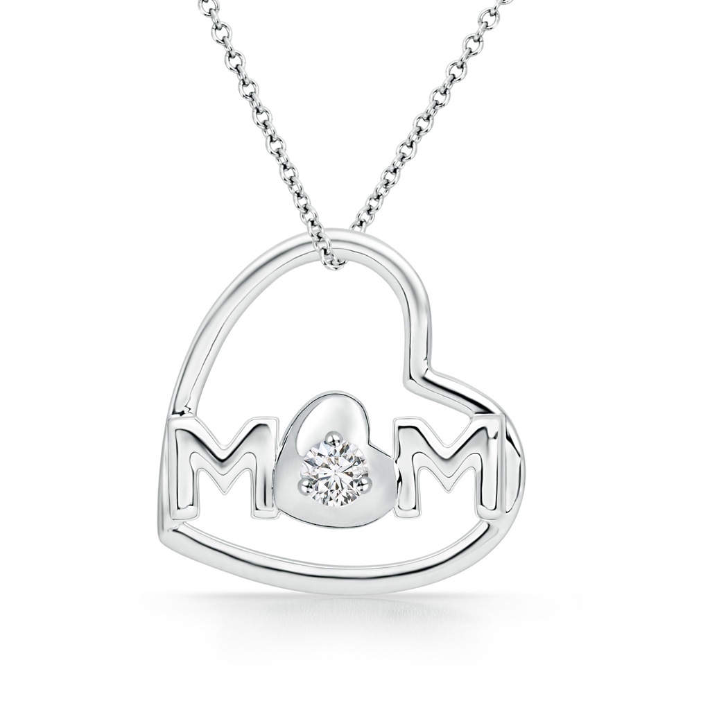 2.5mm HSI2 Tilted Heart 'MOM' Diamond Pendant in White Gold