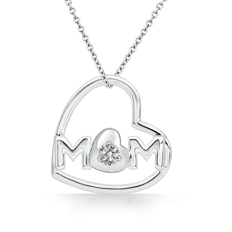 2.5mm KI3 Tilted Heart 'MOM' Diamond Pendant in White Gold 