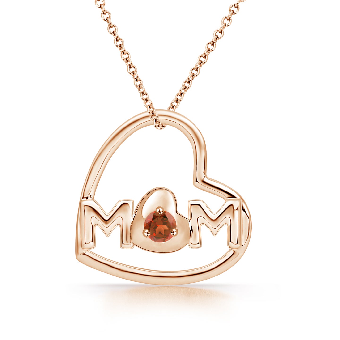 Love 'MOM' Forever Garnet Heart Pendant